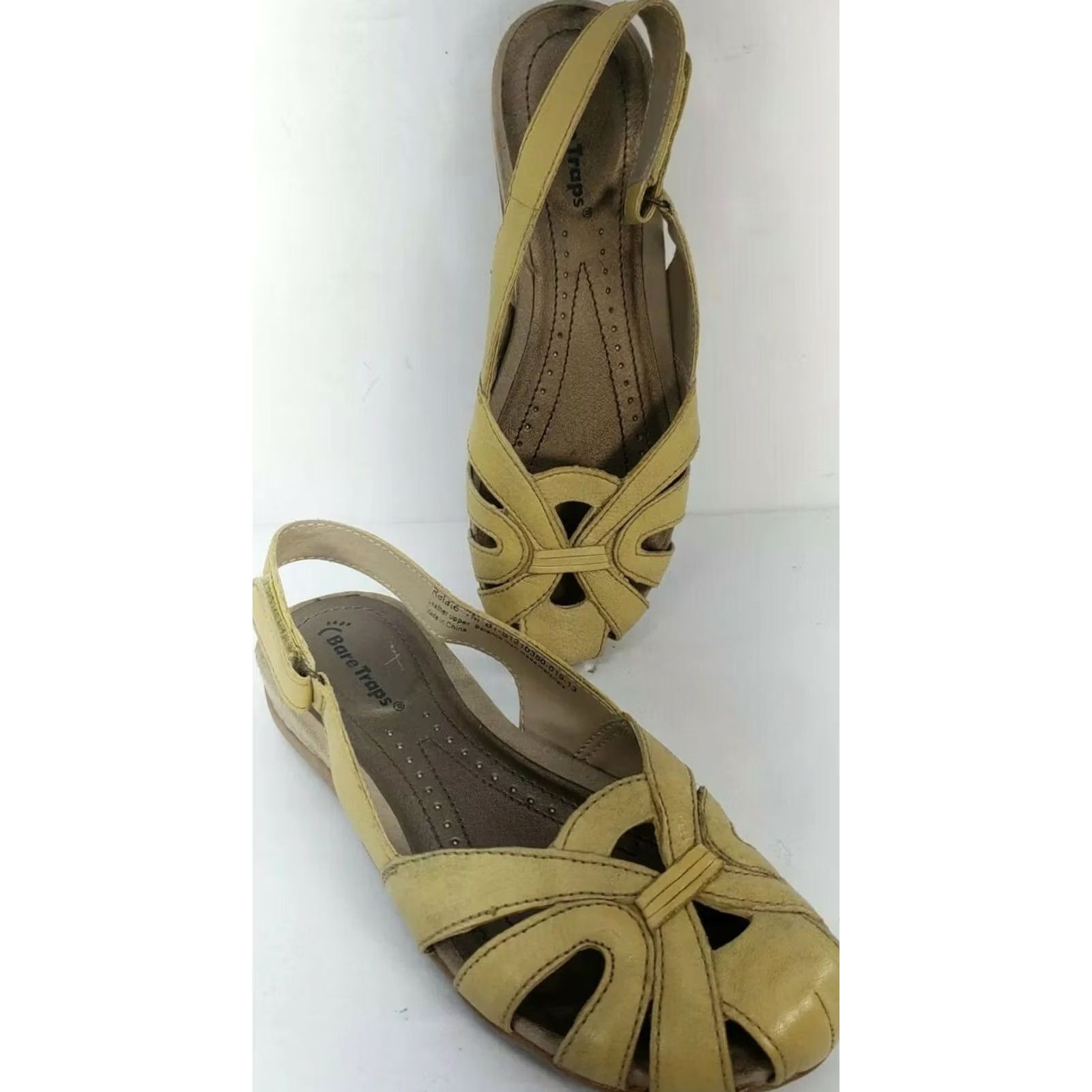 Vintage Bare Traps Relate Slingback Sandal Yellow Leather Sz 7 Women’s Sandal Slp On Straps Cushioned Lightweight Arch Support Motion Control Size US 8 / IT 38 - 4 Thumbnail