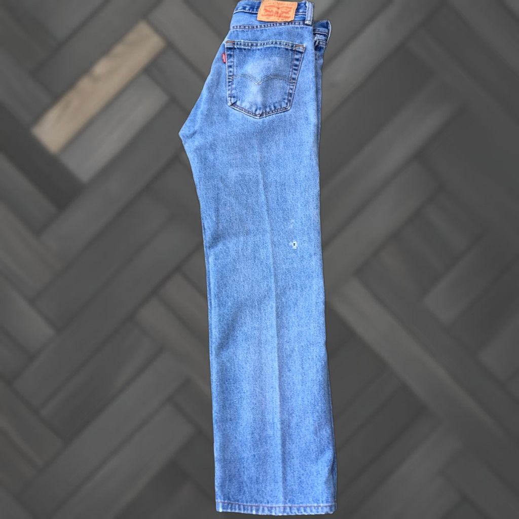 Levi's VINTAGE Levi's 505 Jeans Distressed Straight Leg Jeans Mens Regular 31x32 Blue Denim Distressed 90s Theme Size US 31 - 1 Thumbnail