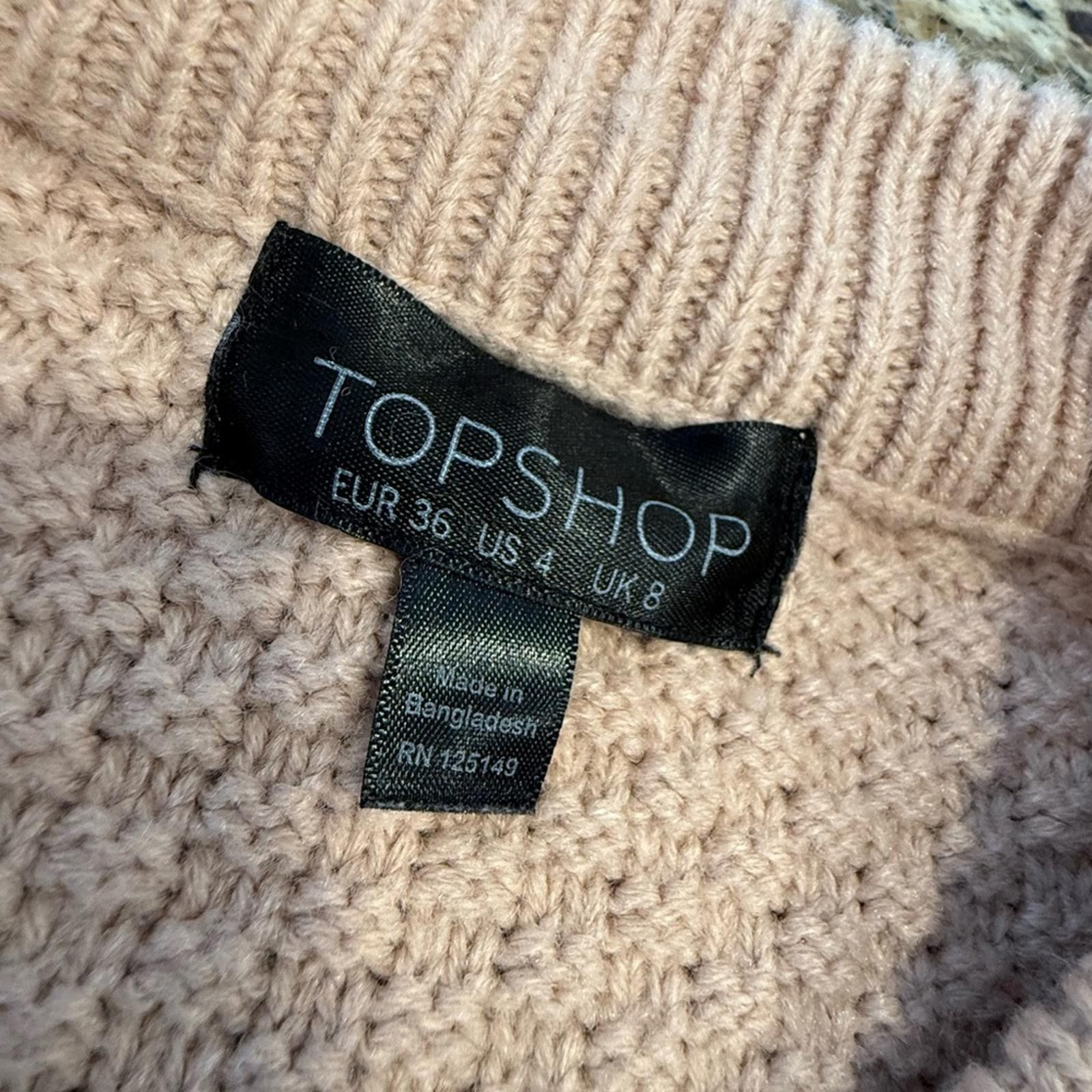 Topshop TOPSHOP pinkish tan sweater checkered ribbed knit SZ 4 Size S / US 4 / IT 40 - 6 Thumbnail