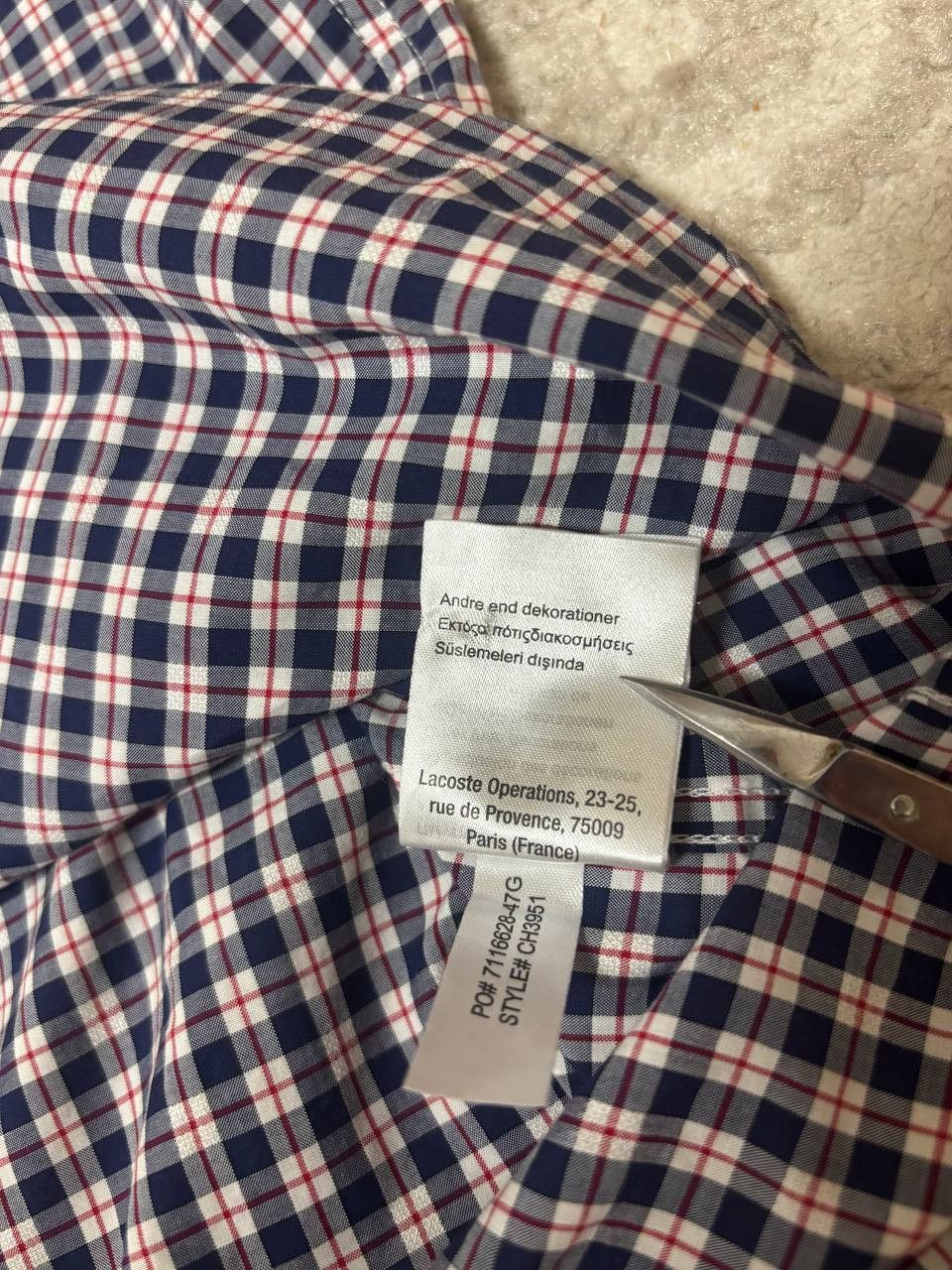 Lacoste Lacoste classic blue checkered shirt with short sleeves Size US M / EU 48-50 / 2 - 13 Thumbnail
