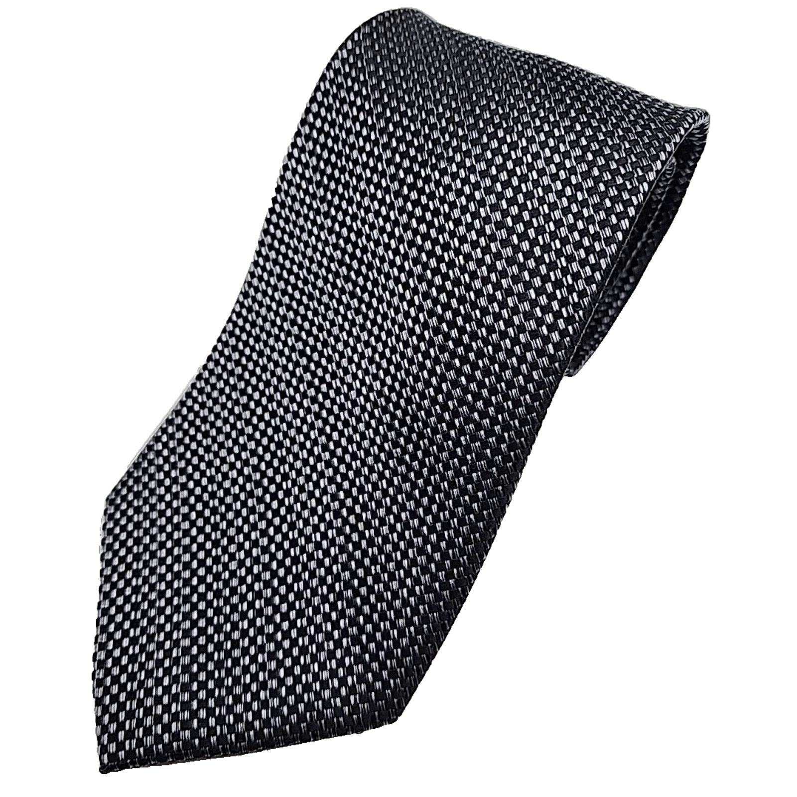 Nicole Miller Nicole Miller Silver & Black Geometric Silk Necktie Like New Size ONE SIZE - 1 Thumbnail