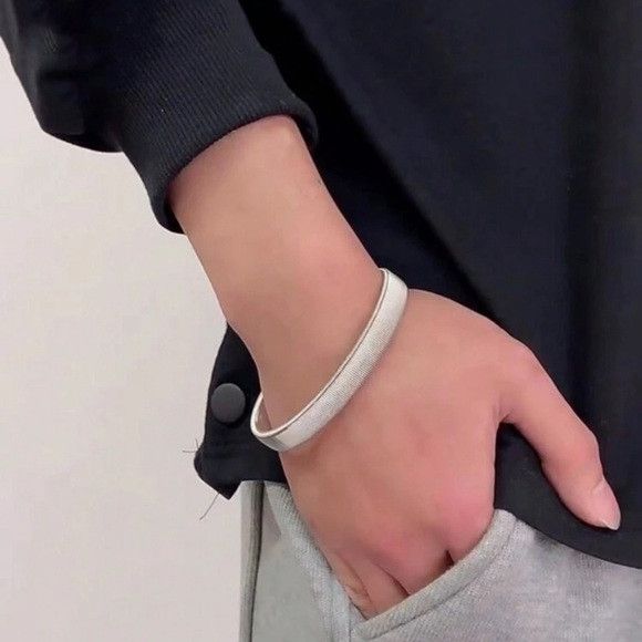 Other Men Stainless Steel Style Elastic Metal Armband Bracelet (S) Size ONE SIZE - 2 Thumbnail