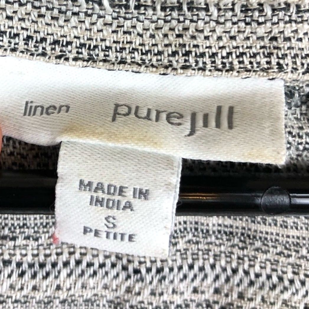 Vintage Pure Jill Dress Gray White Striped Linen Shift Petite Sleeveless Midi SP Womens Shift Dress Size S / US 4 / IT 40 - 4 Thumbnail