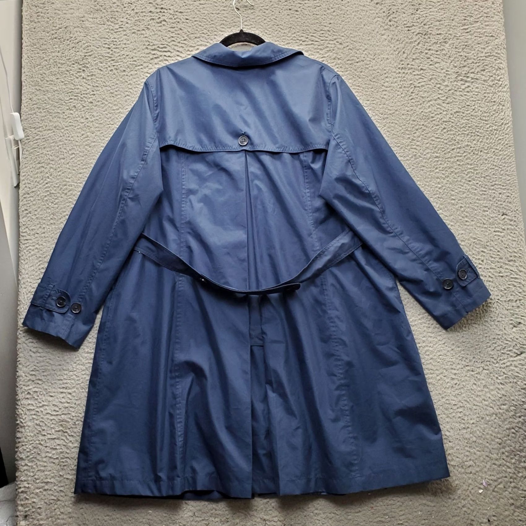 Lands' End Lands' End Trench Coat Womens 1X Navy Gingham Lined Vented Collar Button Front Size XL / US 12-14 / IT 48-50 - 2 Thumbnail