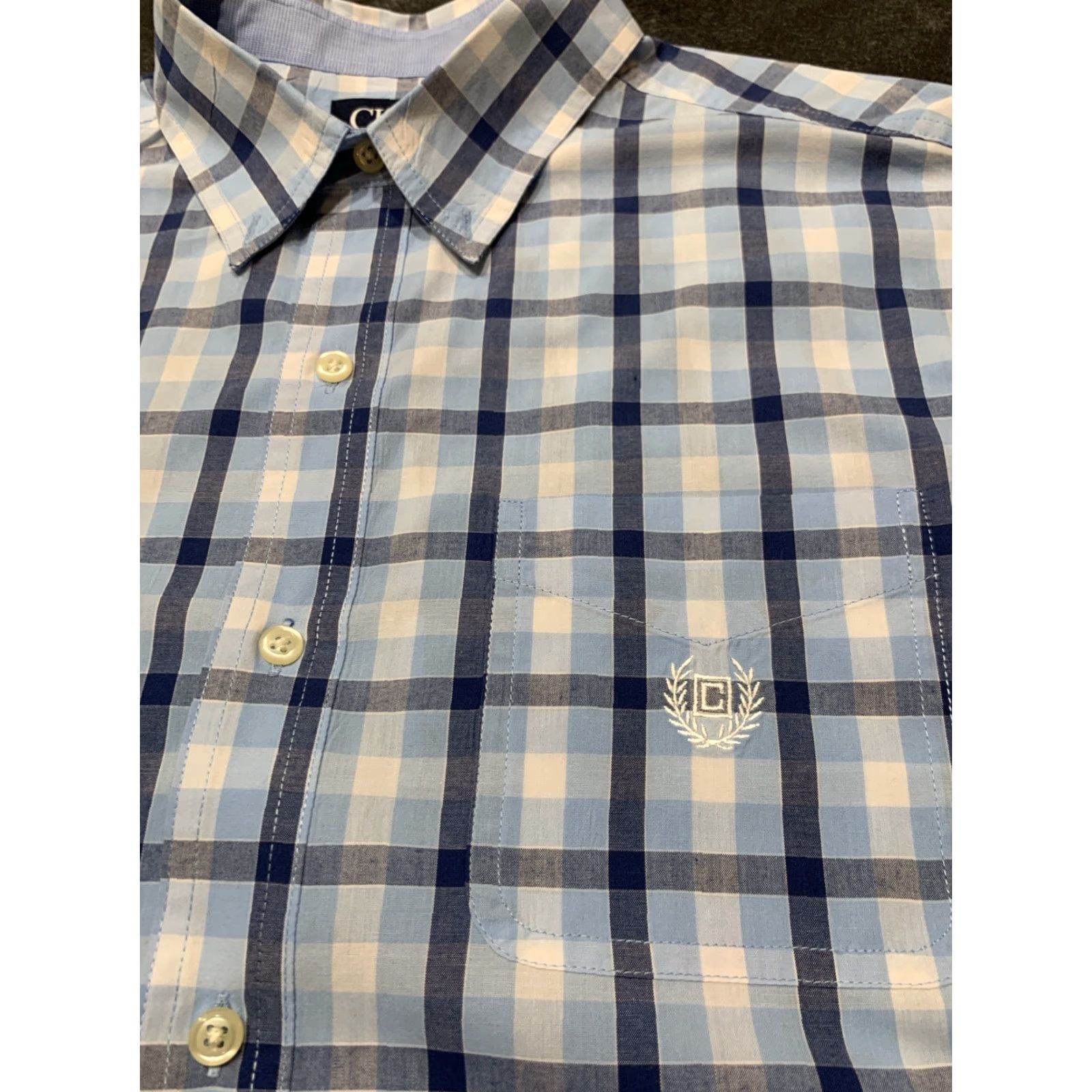 Chaps Chaps Men's M Blue Plaid Short Sleeve Button-Up Shirt Easy Care Classic Retro Grunge Size US M / EU 48-50 / 2 - 3 Thumbnail