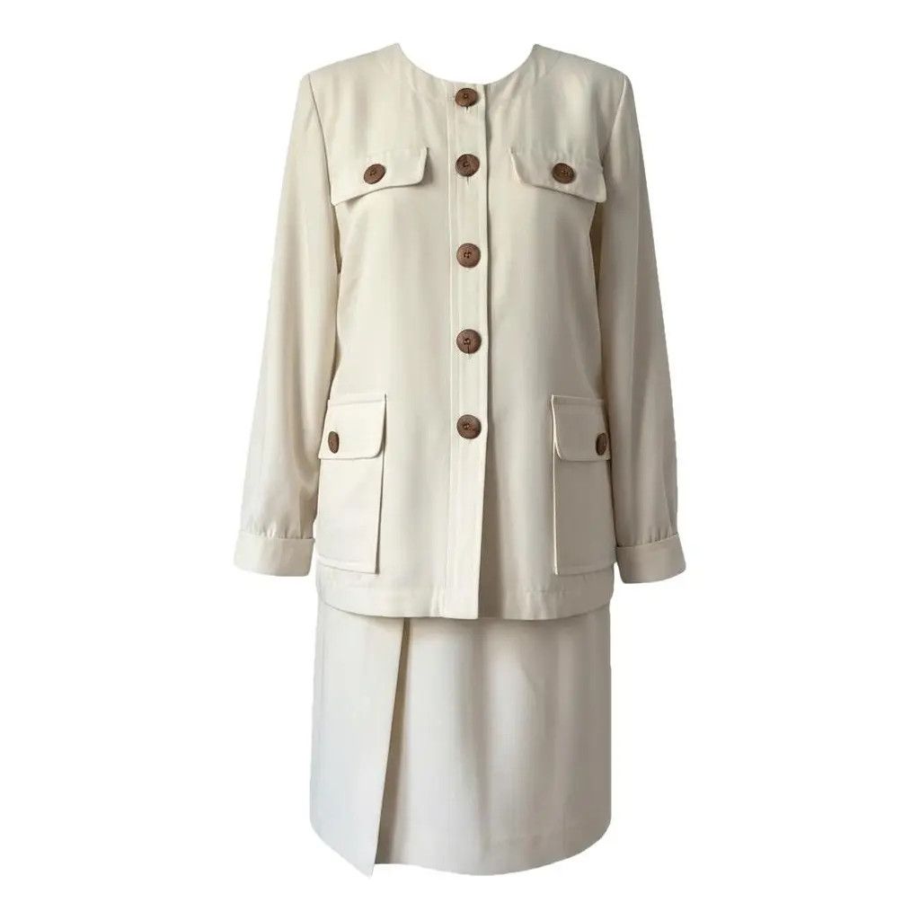 Yves Saint Laurent Yves Saint Laurent Variation Skirt Suit Set Ivory Size FR40 Size 28" / US 6 / IT 42 - 3 Thumbnail