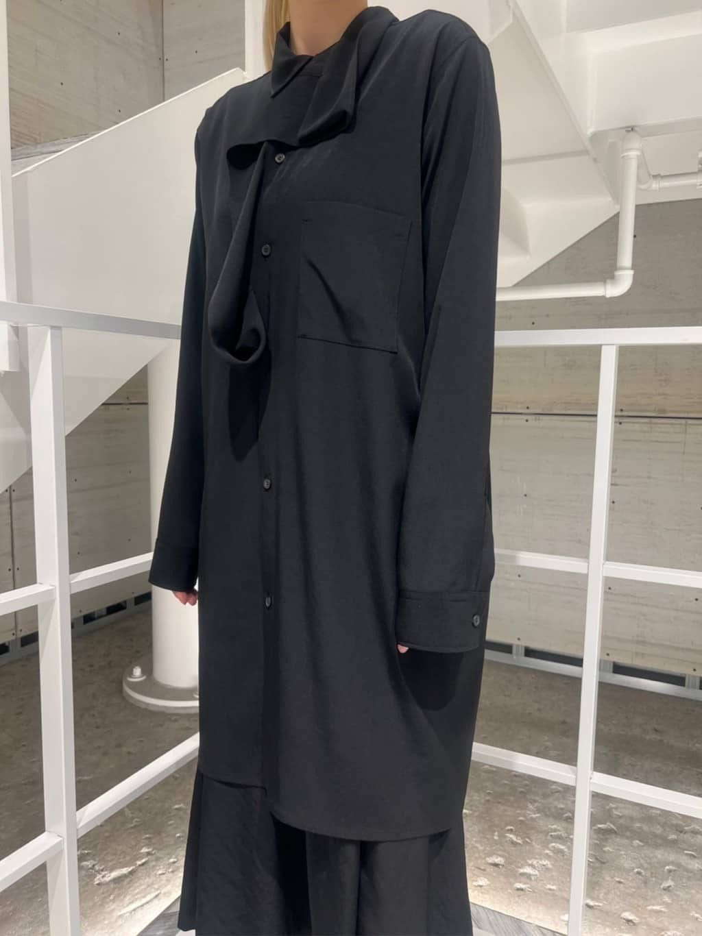 Yohji Yamamoto Y's Yohji Yamamoto - De Chine COLLAR DRAPE BLOUSE SHIRT Size XS / US 0-2 / IT 36-38 - 8 Thumbnail