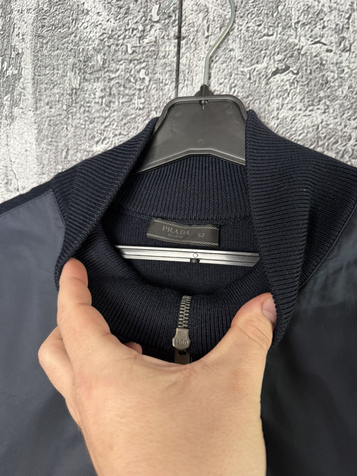 Prada Prada Navy Wool & Nylon Bomber Jacket Knitted Zip Sweater Size US L / EU 52-54 / 3 - 10 Thumbnail