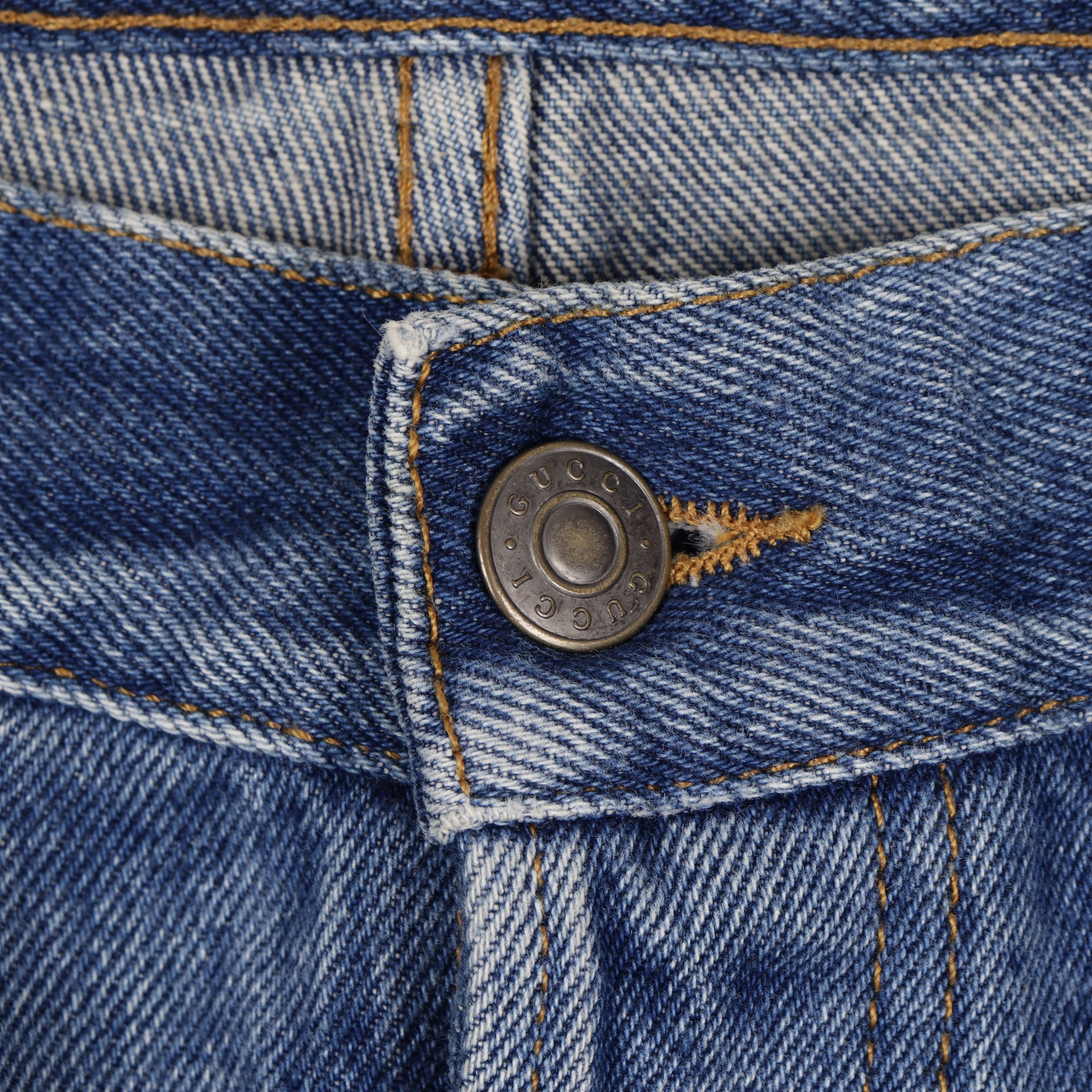Gucci Men's Gucci Cotton Blue Jeans GG Web Patch Size W32-33" Size US 33 - 9 Thumbnail