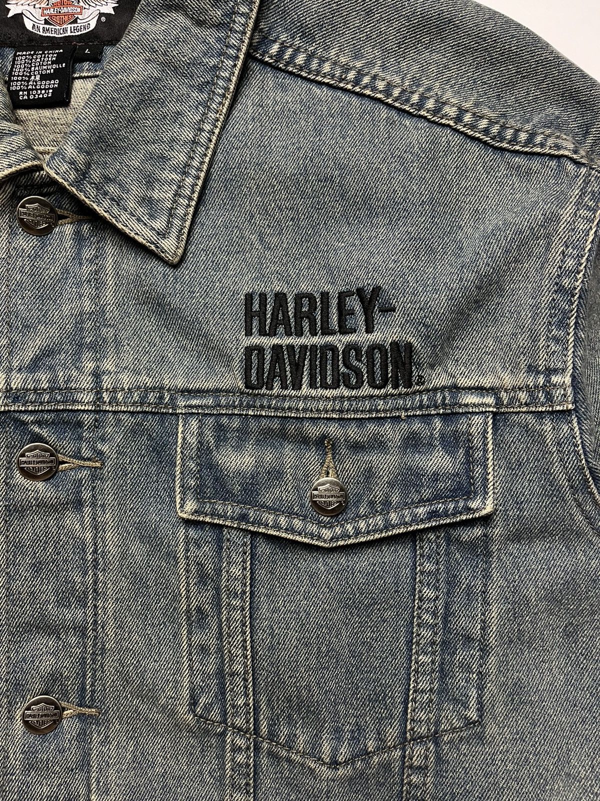 Harley Davidson Harley Davidson Gothic Skull Embroidered Denim Jacket Size US L / EU 52-54 / 3 - 8 Thumbnail