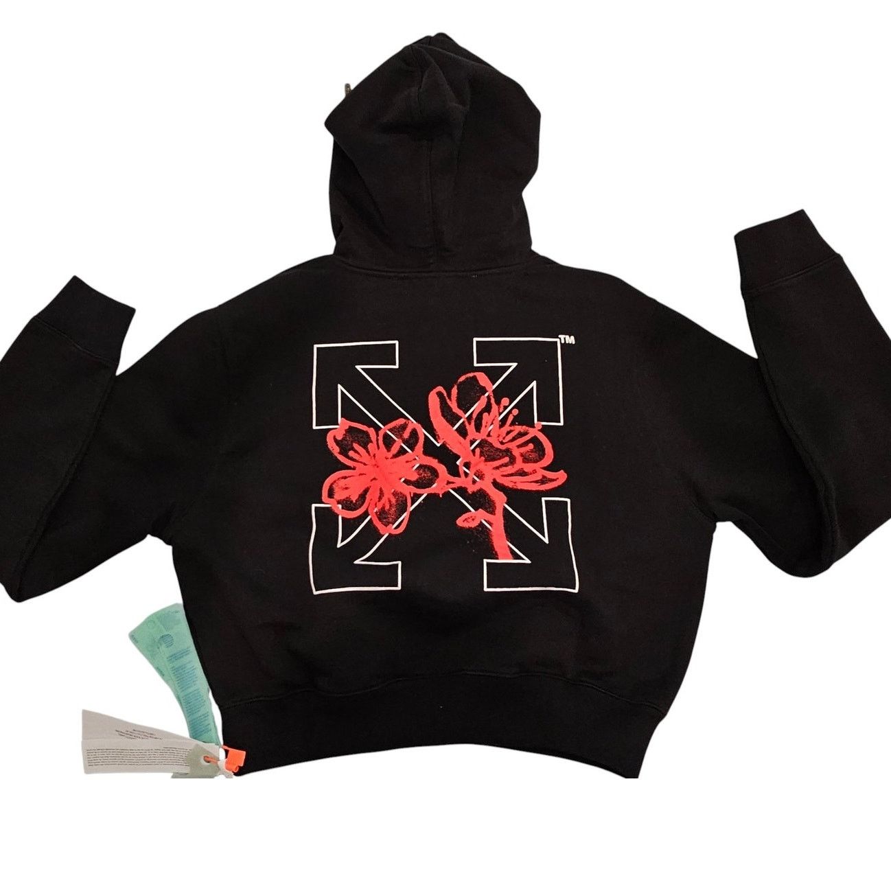 Off-White Off White Black Hoodie with Red Floral Design NWT S Size S / US 4 / IT 40 - 3 Thumbnail