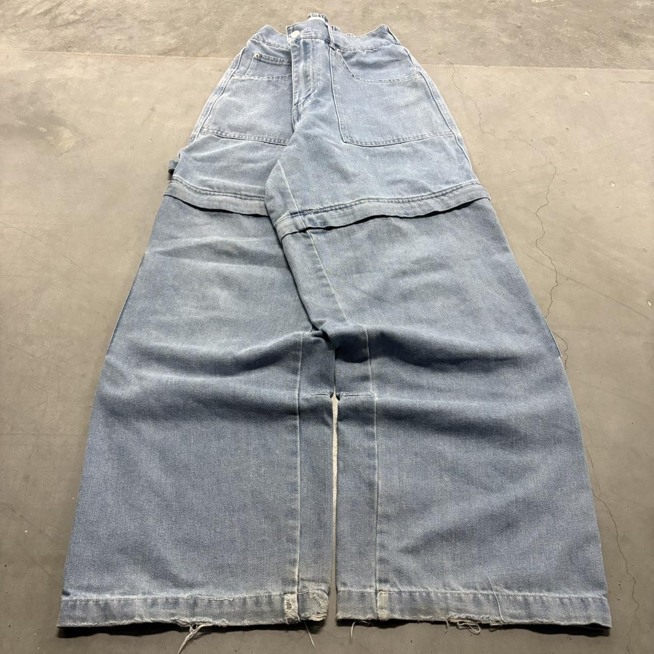 Vintage Crazy Vintage Y2K/2000s Super Baggy Wideleg Skater Style Medium Wash Denim Jeans that unzip into Shorts! Size US 30 / EU 46 - 1 Thumbnail