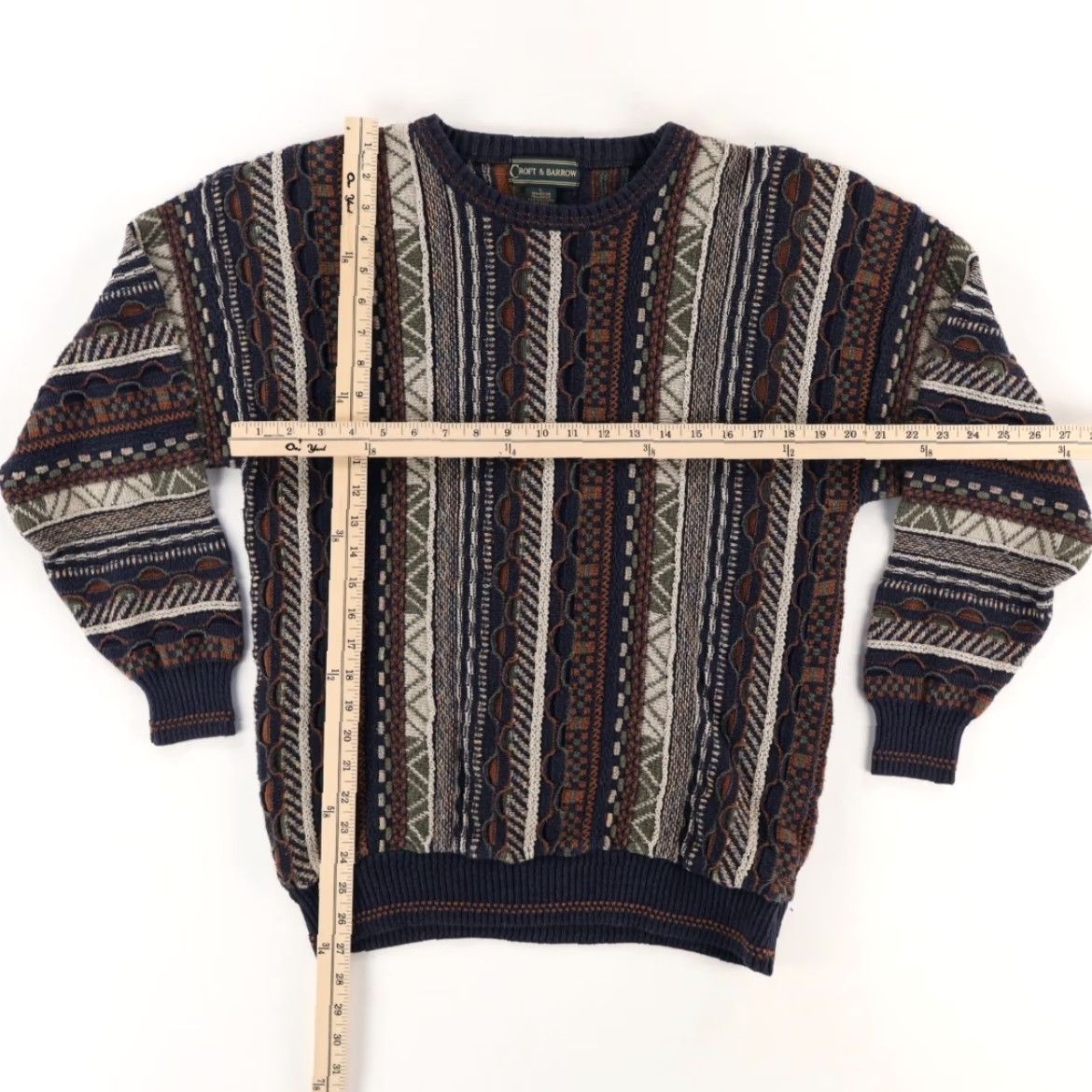 Croft & Barrow VTG Croft & Barrow Coogi Style Crobsy 3D Knit Striped Long Sleeve Sweater Men's L Size US L / EU 52-54 / 3 - 3 Thumbnail