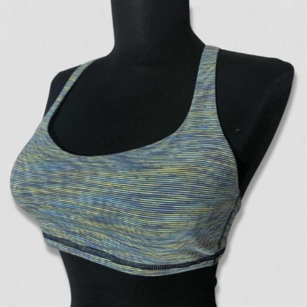 Lululemon Lululemon Bra Sports Padded Strap Back Stretch Blue Yellow S Size ONE SIZE - 4 Thumbnail