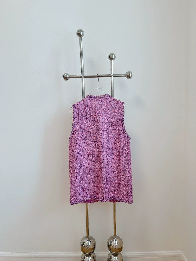 Chanel Chanel Pink checkered tweed vest Size XXS / US 00 / IT 34 - 2 Thumbnail