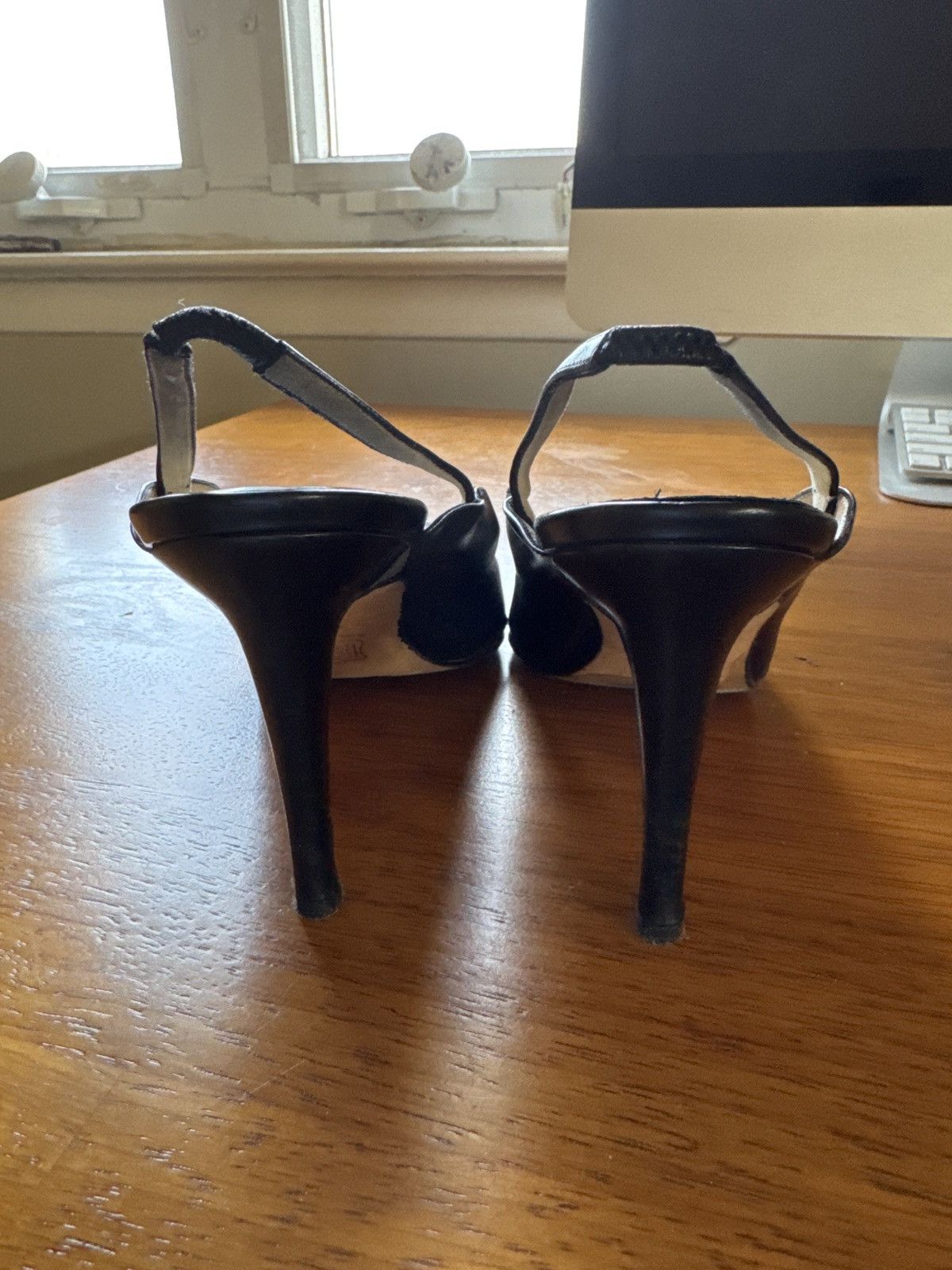 Manolo Blahnik Manolo Blahnik Vintage Black leather sling back Size US 7 / IT 37 - 4 Thumbnail