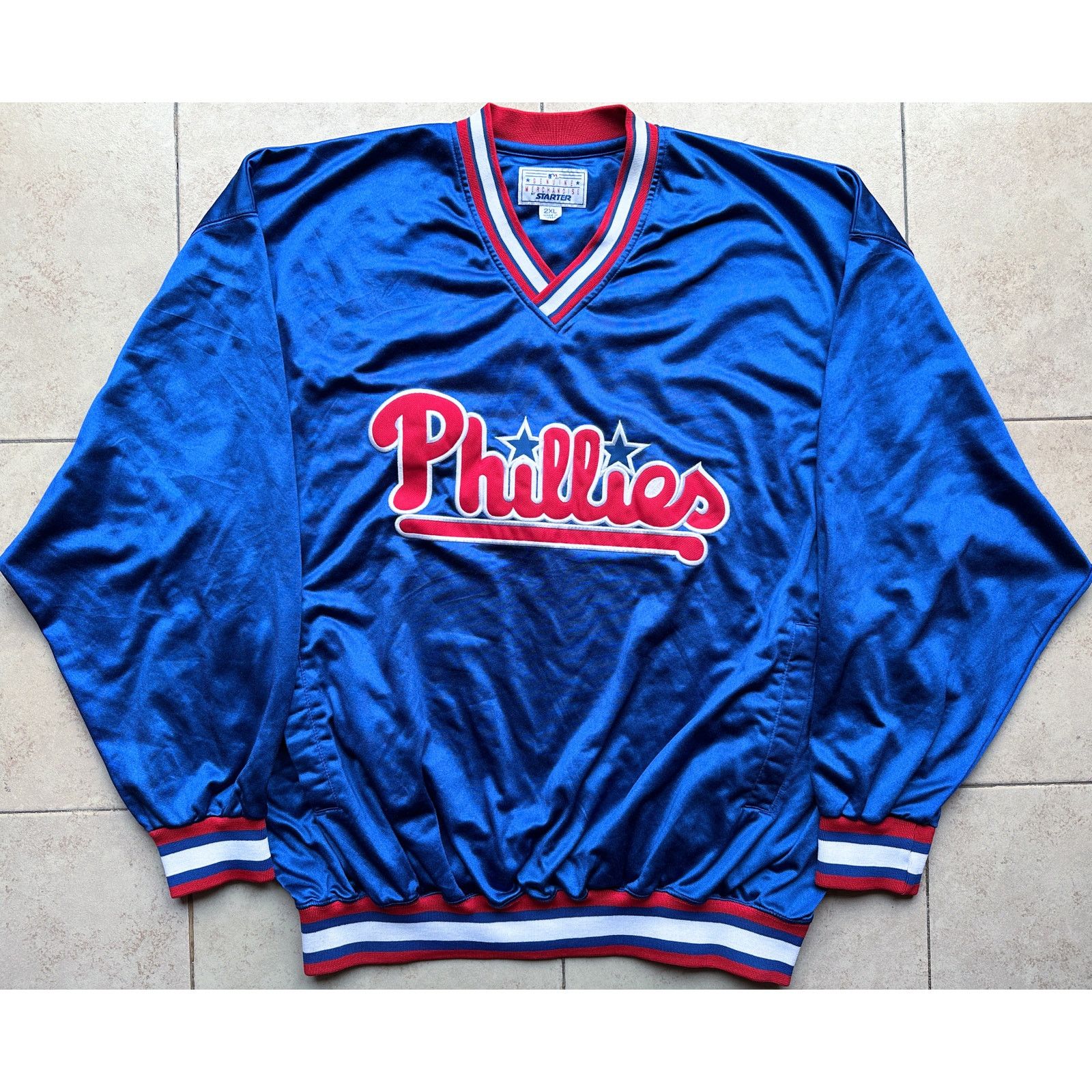 MLB × Starter Philadelphia Phillies 90s STARTER pullover 2XL blue vintage Size US XXL / EU 58 / 5 - 1 Thumbnail