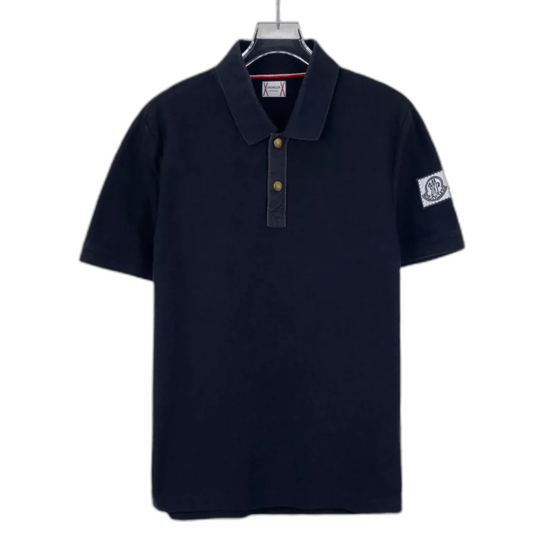 Moncler Moncler Navy Logo Polo Shirt with Button Detail Size US M / EU 48-50 / 2 - 1 Thumbnail