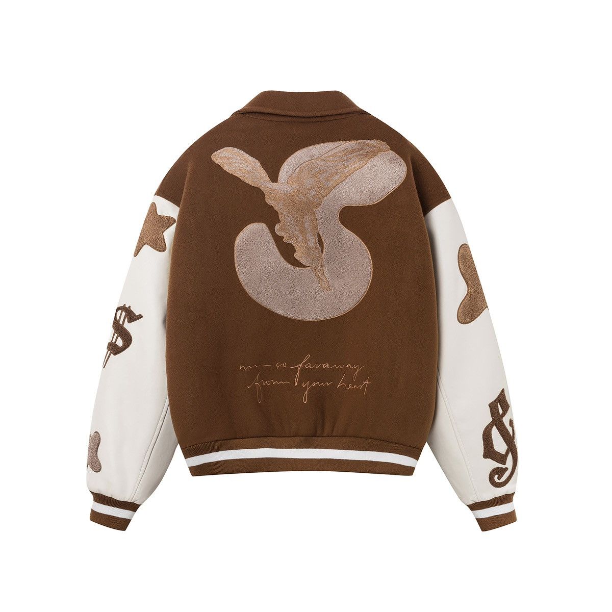 Other AIN’T SHY PE VS Jacket Off-White/Brown Wool Leather Varsity Size ONE SIZE - 4 Thumbnail