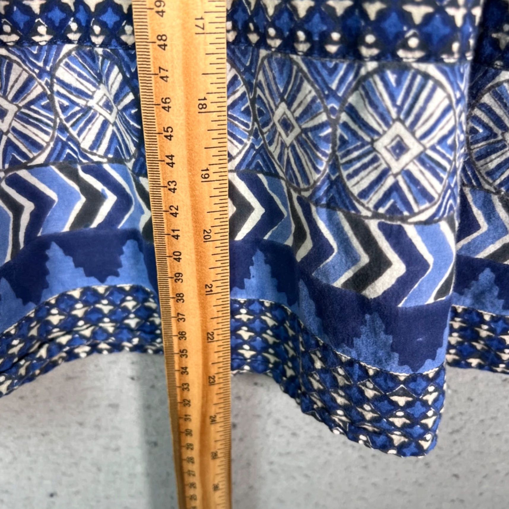 Vintage Doen Womens Small Blue Printed Cotton Top Boho Sleeveless Ruffle Hem 100% Cotton Size S / US 4 / IT 40 - 6 Thumbnail