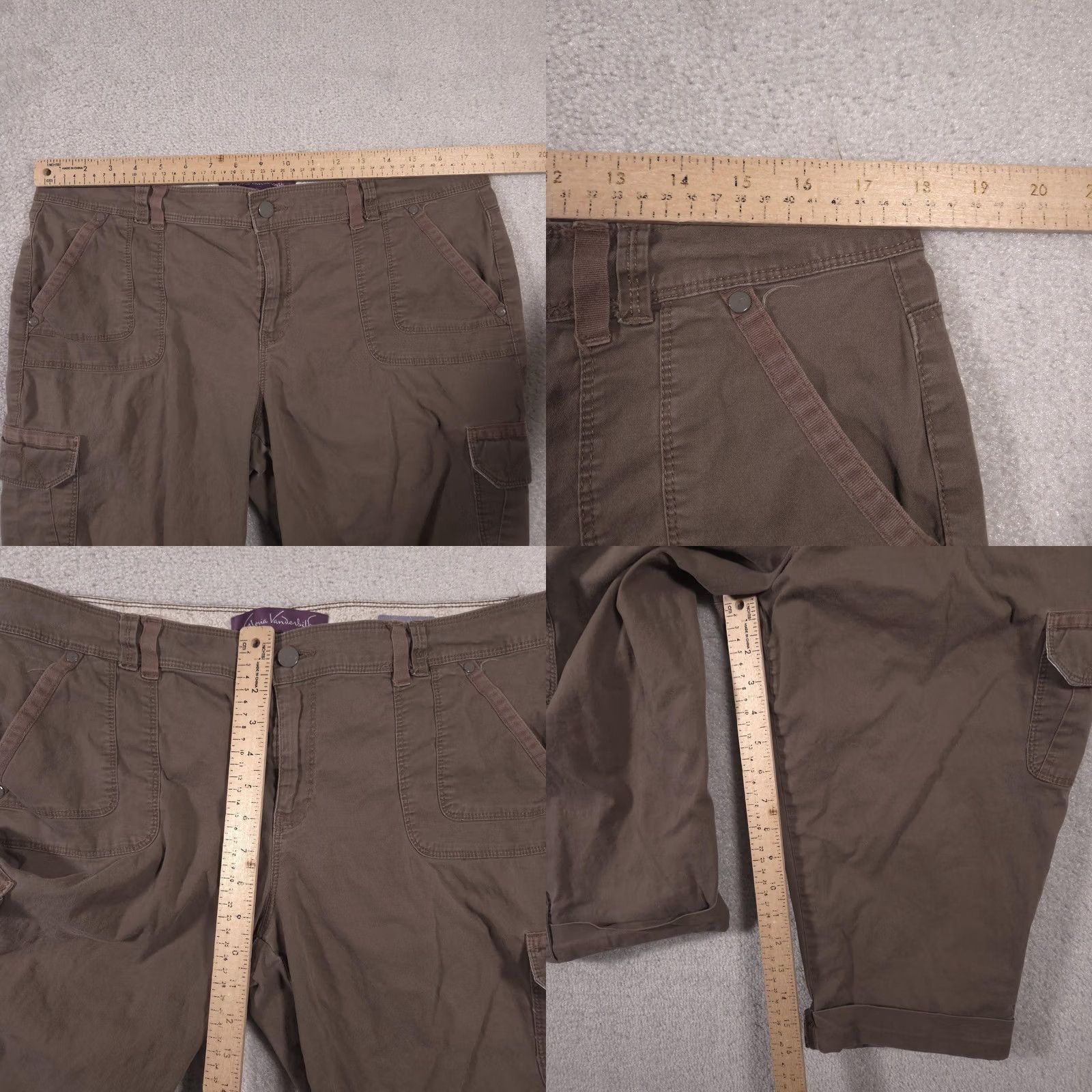 Gloria Vanderbilt Gloria Vanderbilt Capri Pants Womens 14P Brown Cargo Stretch Casual Pants Twill Cotton Spandex Zip Button Pockets Capris Womens 14P Brown Casual Size 36" / US 14 / IT 50 - 8 Thumbnail