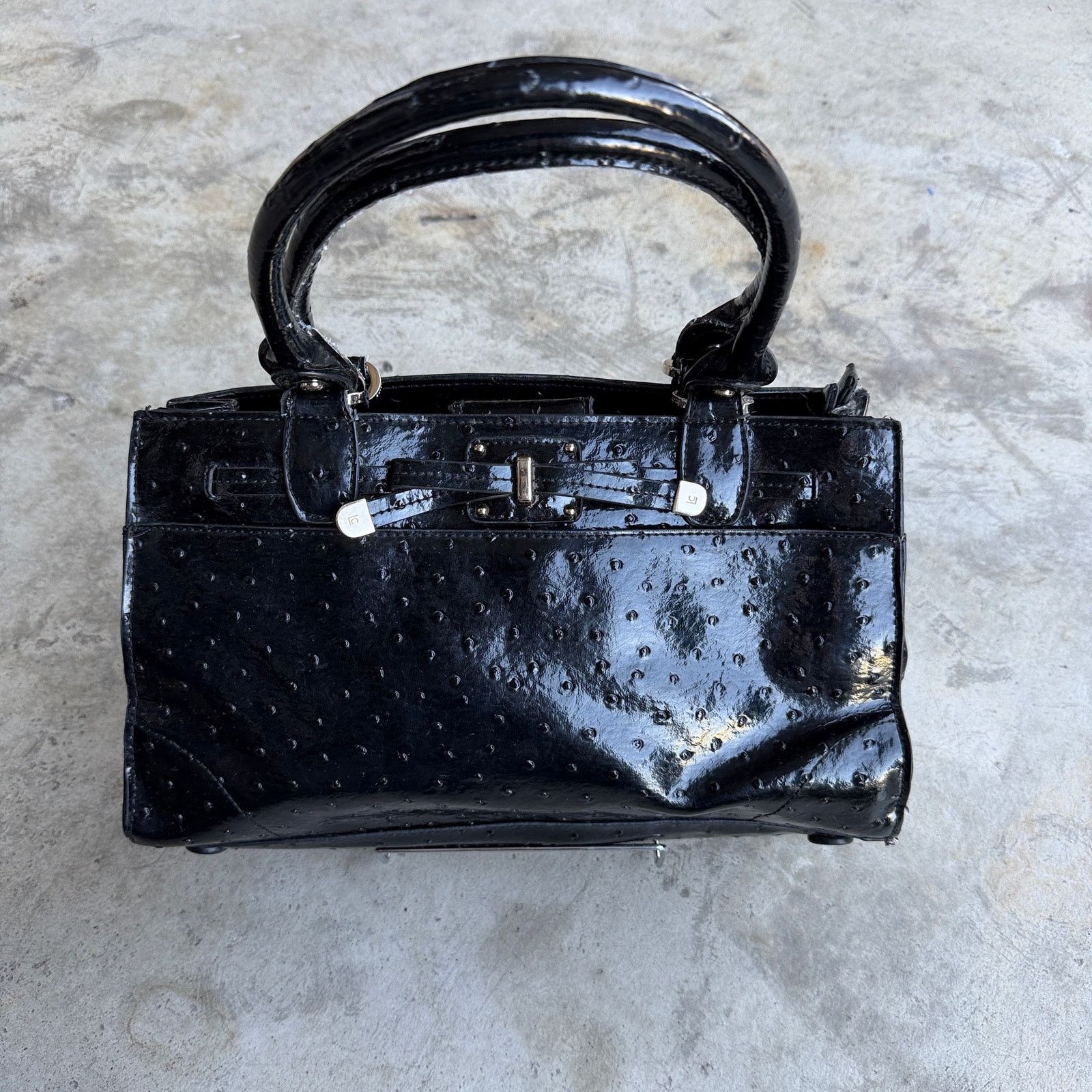 Liz Claiborne Vintage Y2K Black Ostrich Patent Bow Shoulder Bag Purse Size ONE SIZE - 1 Thumbnail