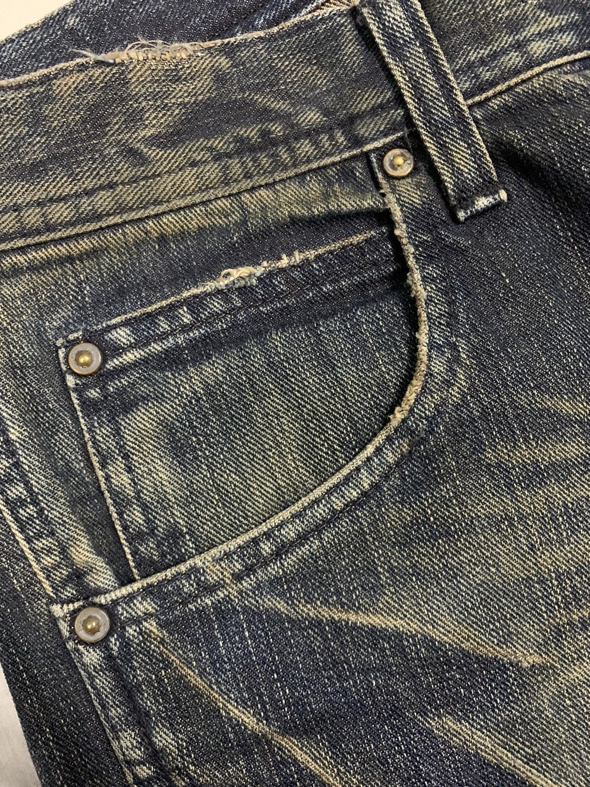 Lee × Number (N)ine Vintage Lee Riders x Beams Dark Blue Washed Whiskers Jeans Size US 32 / EU 48 - 7 Thumbnail