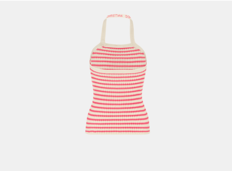 Dior o1w1db10925 444T13 Backless Tank Top in White/Candy Pink Size M / US 6-8 / IT 42-44 - 2 Thumbnail