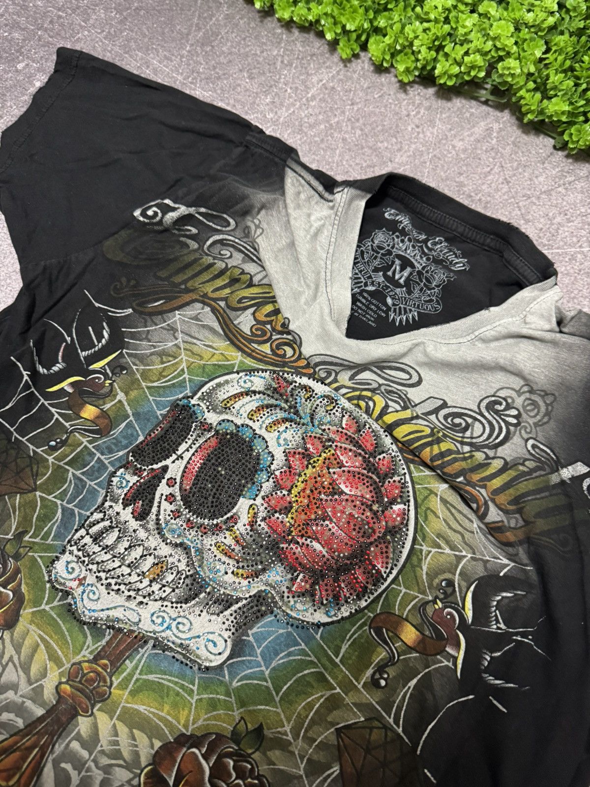 Ed Hardy Vintage Y2K Emperor Elernity Distressed Washed Sull T-Shirt Size US M / EU 48-50 / 2 - 10 Thumbnail