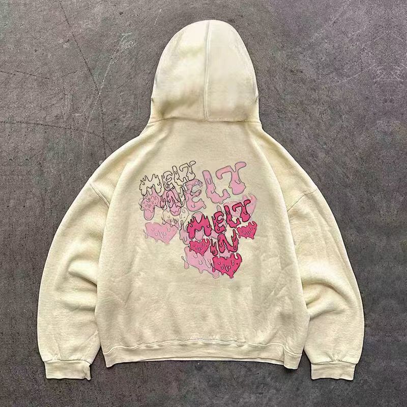 Japanese Brand × Vintage Apricot heart-shaped pattern loose and versatile hoodie Size US L / EU 52-54 / 3 - 1 Thumbnail