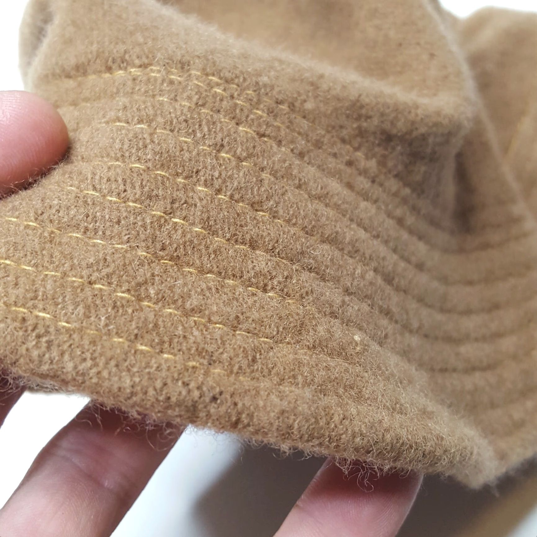 FELT Vintage 80s Wool Beige Felt Hat Womens Bucket M Cap Winter Crusher Warm Brown Brand HaT Vintage Yes Wool 100% Felt Size ONE SIZE - 5 Thumbnail