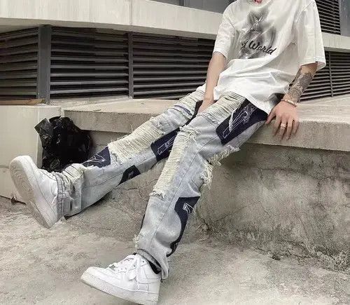 Japanese Brand Street hip hop grunge raw edge jeans Size US 32 / EU 48 - 3 Thumbnail