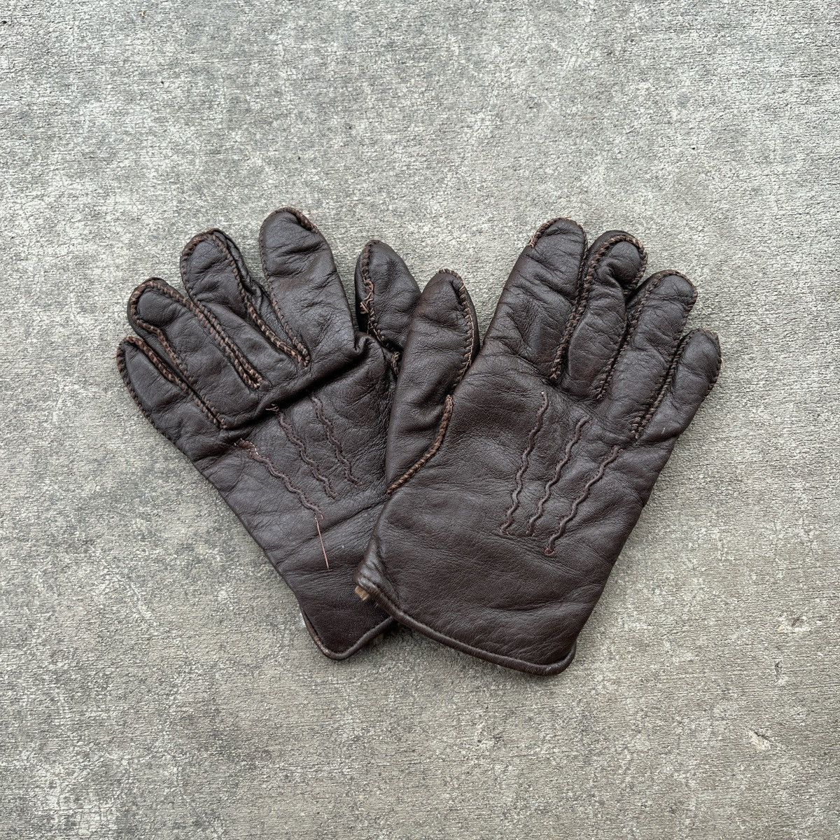 Vintage 1940s 50s Rabbit Fur Lined Leather Gloves Size ONE SIZE - 1 Thumbnail