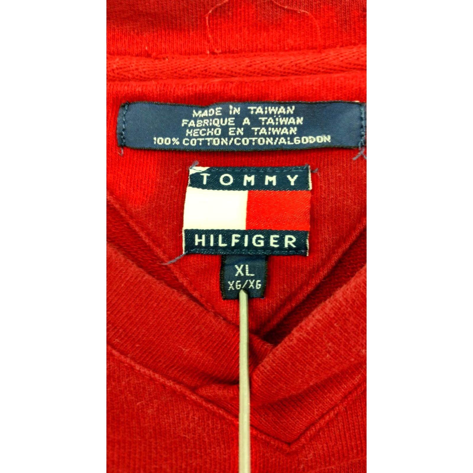 Tommy Hilfiger VINTAGE Tommy Hilfiger Sweater Spell Out Back Logo Red Blue Navy XL Crew Neck Mens Sweater Size US XL / EU 56 / 4 - 6 Thumbnail