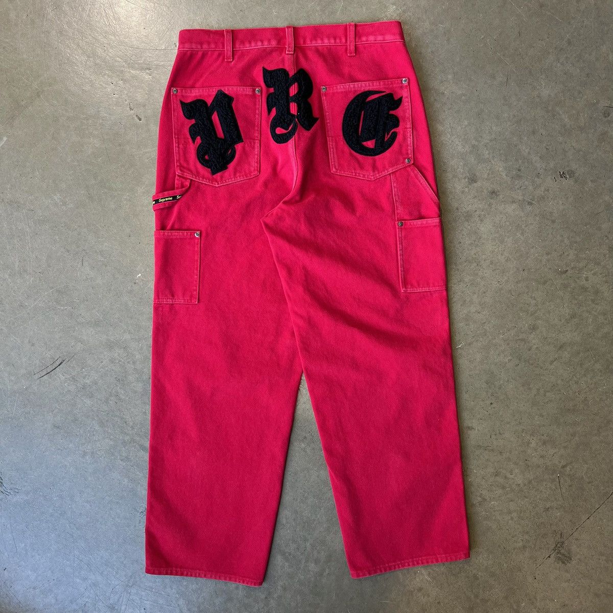 Supreme Supreme Old English Canvas Double Knee Painter Pant ‘Red’ Size US 32 / EU 48 - 2 Thumbnail