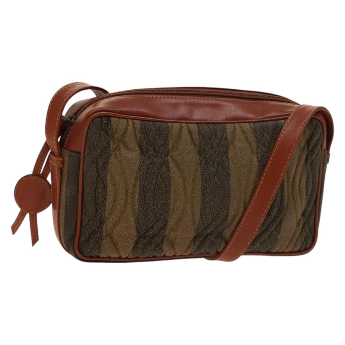 Fendi FENDI Pecan Canvas Shoulder Bag Coated Canvas Black Brown Size ONE SIZE - 1 Thumbnail