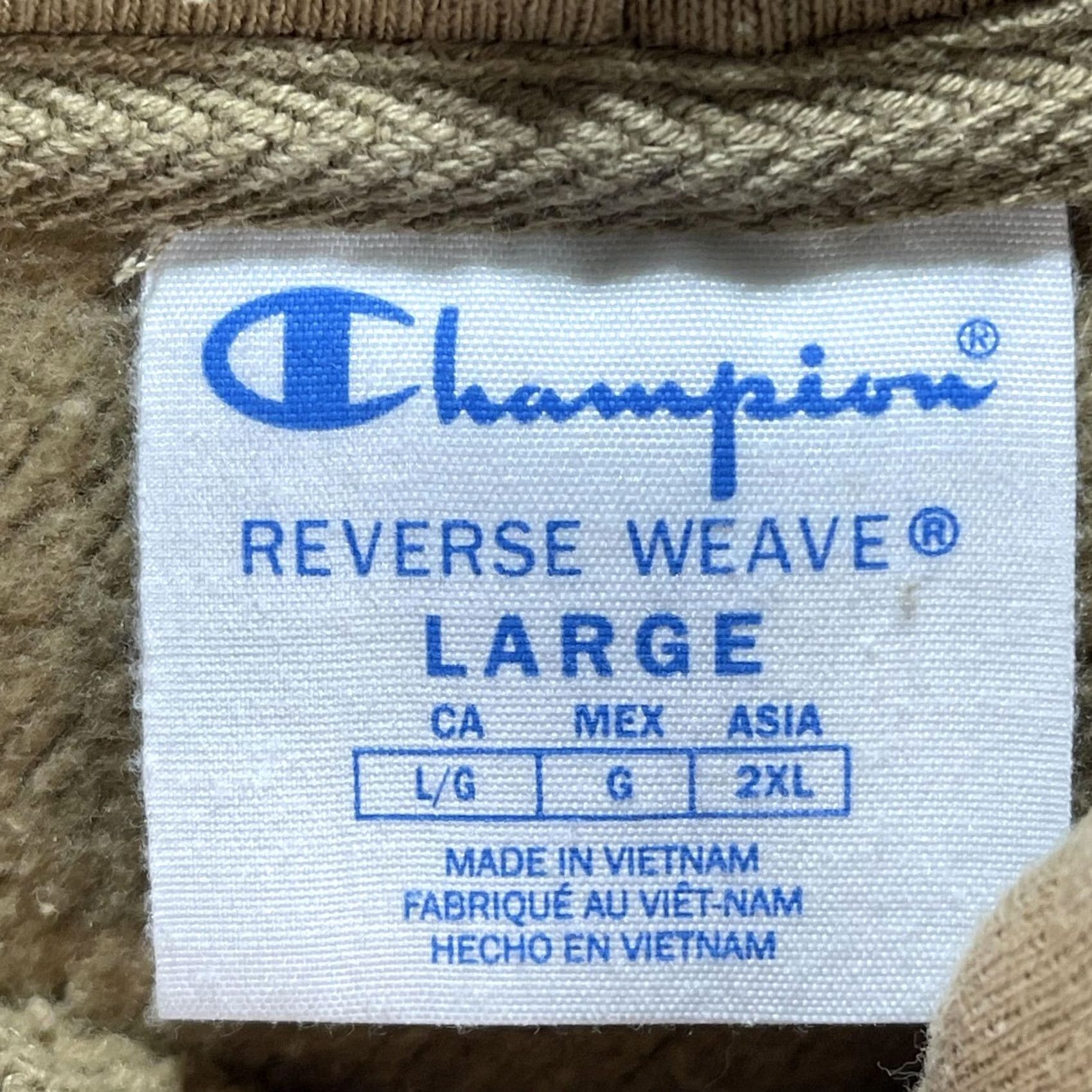 Champion Champion Reverse Weave Hoodie Mens Large Tan Pullover Script Logo Embroidered Size US L / EU 52-54 / 3 - 4 Thumbnail