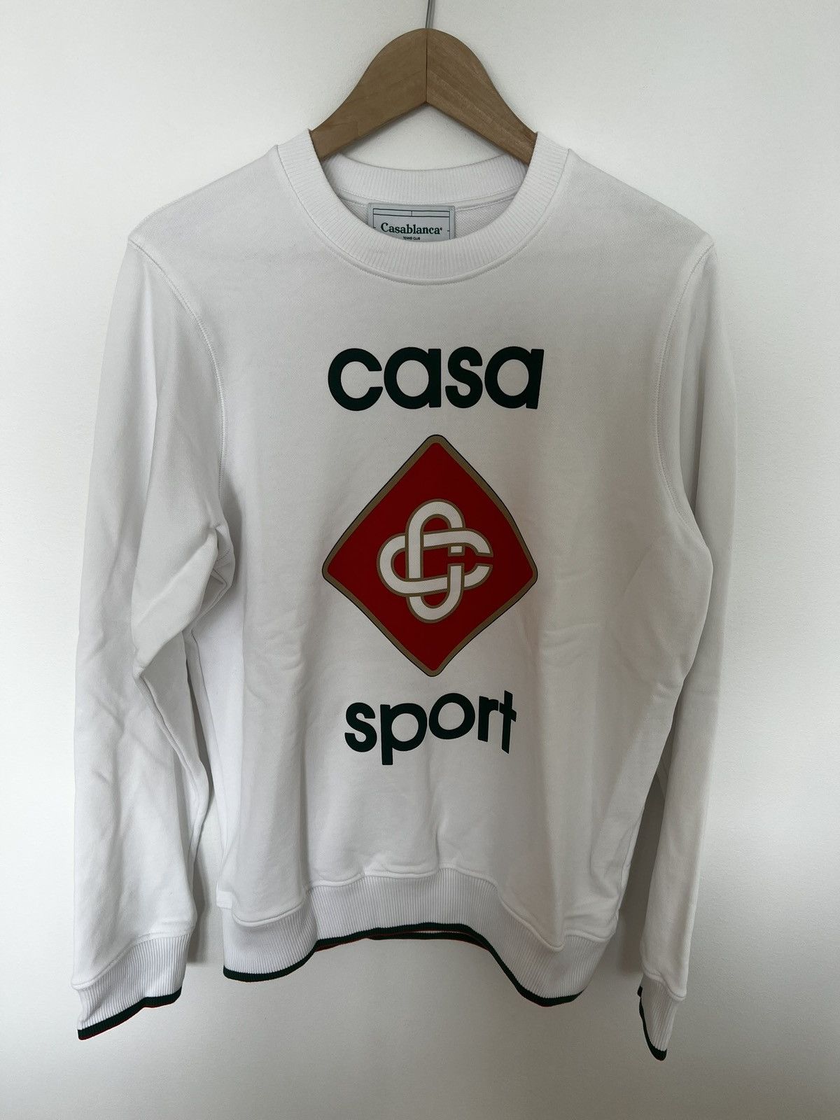 image of Casablanca Sport Gucci Stripe Logo Crewneck in White, Men's (Size Small)