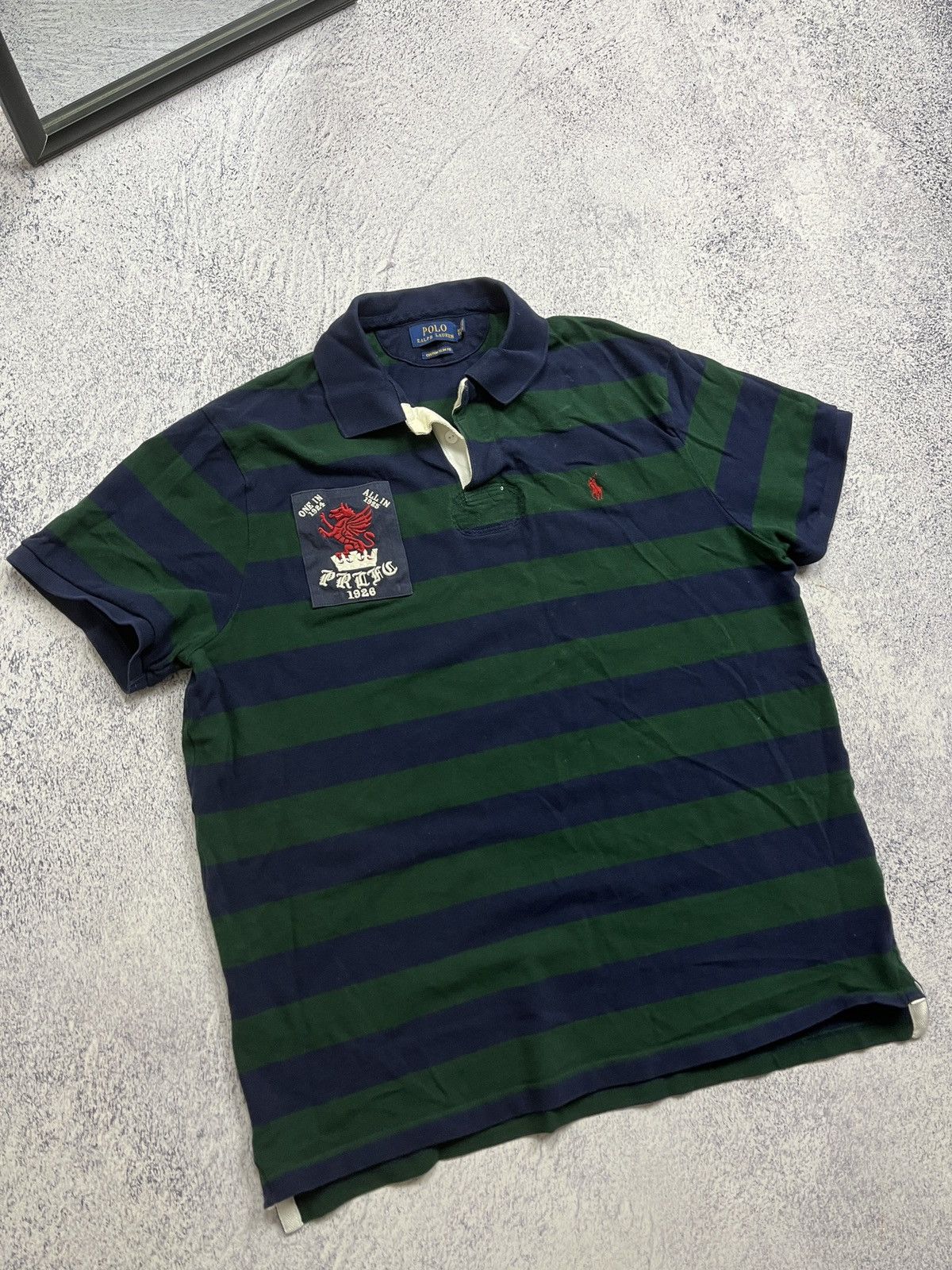 Polo Ralph Lauren × Ralph Lauren Polo Ralph Lauren Striped Rugby Polo Shirt RLPC Big Logo Y2K Size US L / EU 52-54 / 3 - 3 Thumbnail