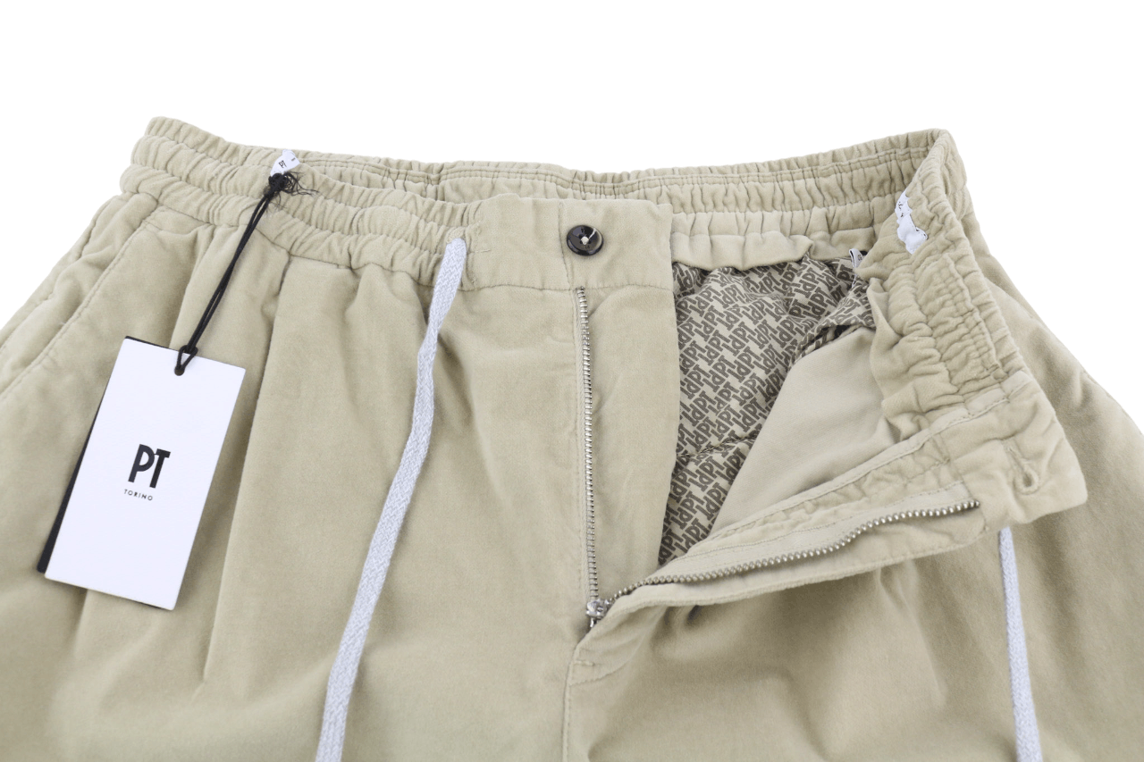 PT Torino SOFT FIT 50 Beige Velour Elastic Drawstring Cargo 82532 Size US 34 / EU 50 - 4 Thumbnail