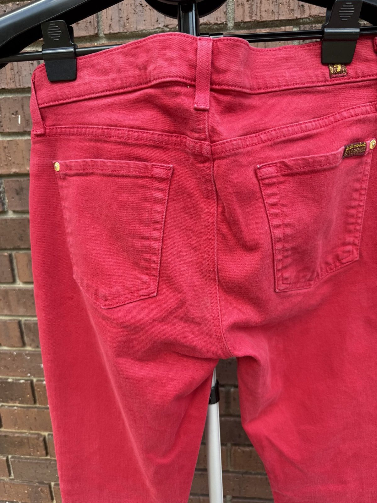 7 For All Mankind Seven 7 For All Mankind Stretch Red Denim Jeans Low Skinny Size 29" - 6 Thumbnail