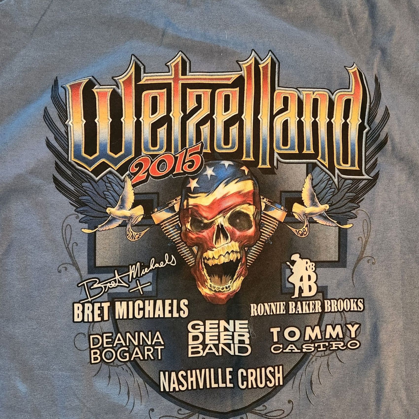 Vintage Wetzelland 2015 T Shirt Mens XL Blue Biker Motorcycle Ohio Rally Concert Tee Size US XL / EU 56 / 4 - 4 Thumbnail