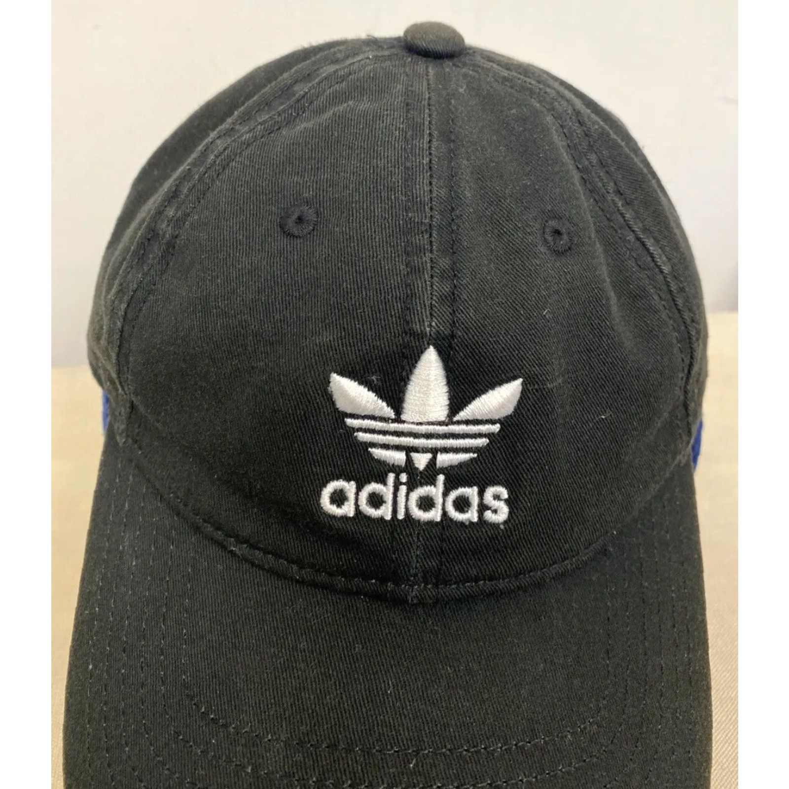 Adidas ADIDAS Hat Baseball Cap Strap Back Black Trefoil Spell Out Logo Casual Mens Adjustable /426 Size ONE SIZE - 2 Thumbnail