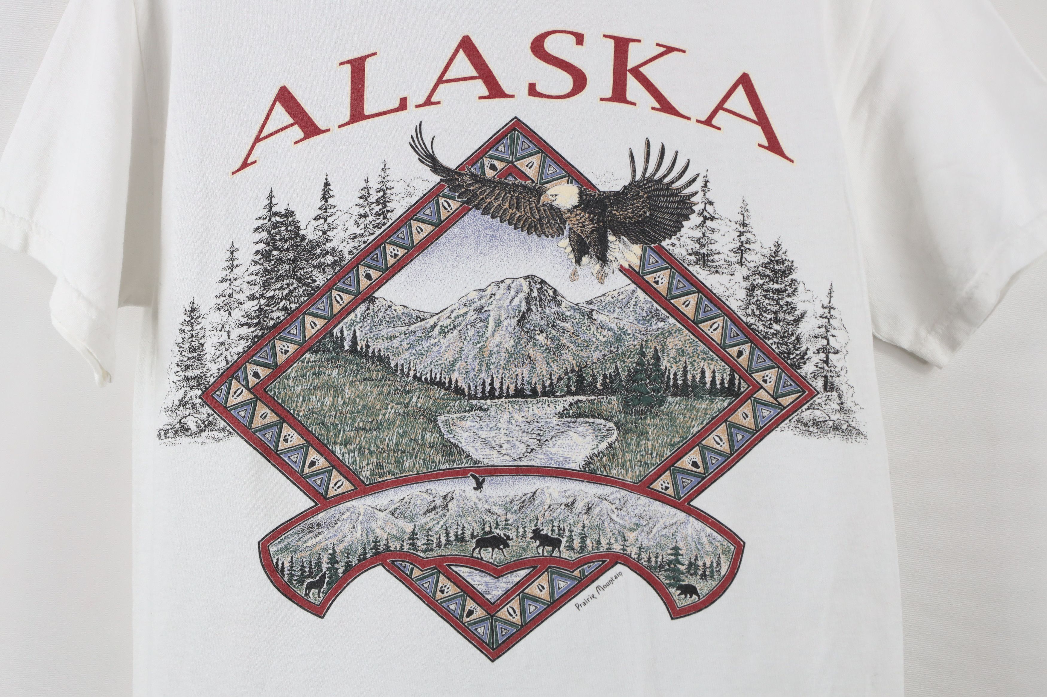 Vintage Vintage 90s Streetwear Out Alaska Nature Eagle T-Shirt White Size M / US 6-8 / IT 42-44 - 4 Thumbnail