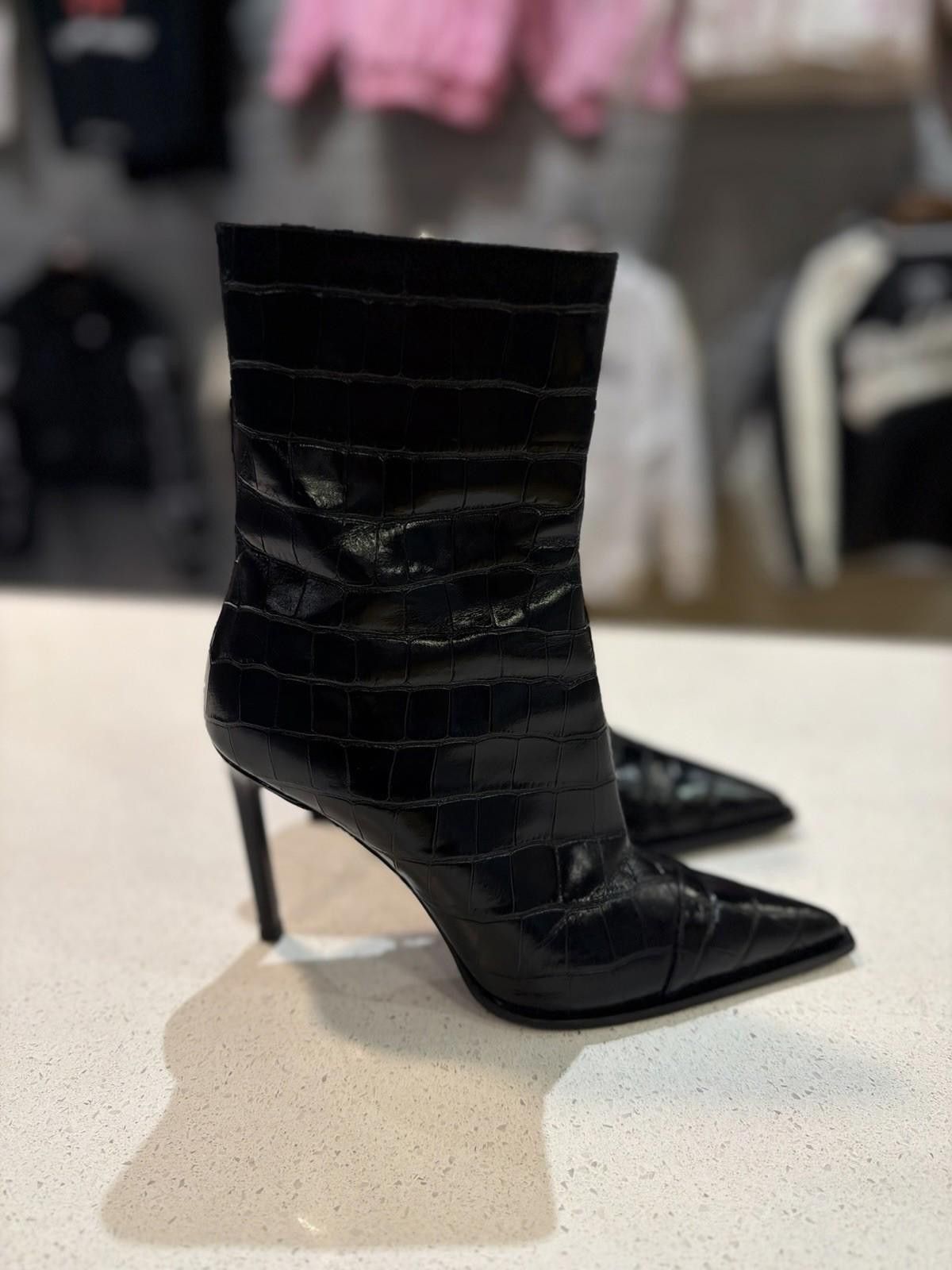 Amiri AMIRI Black Snakeskin Stiletto High Heel Boots 38 - 8US Size US 8 / IT 38 - 1 Thumbnail