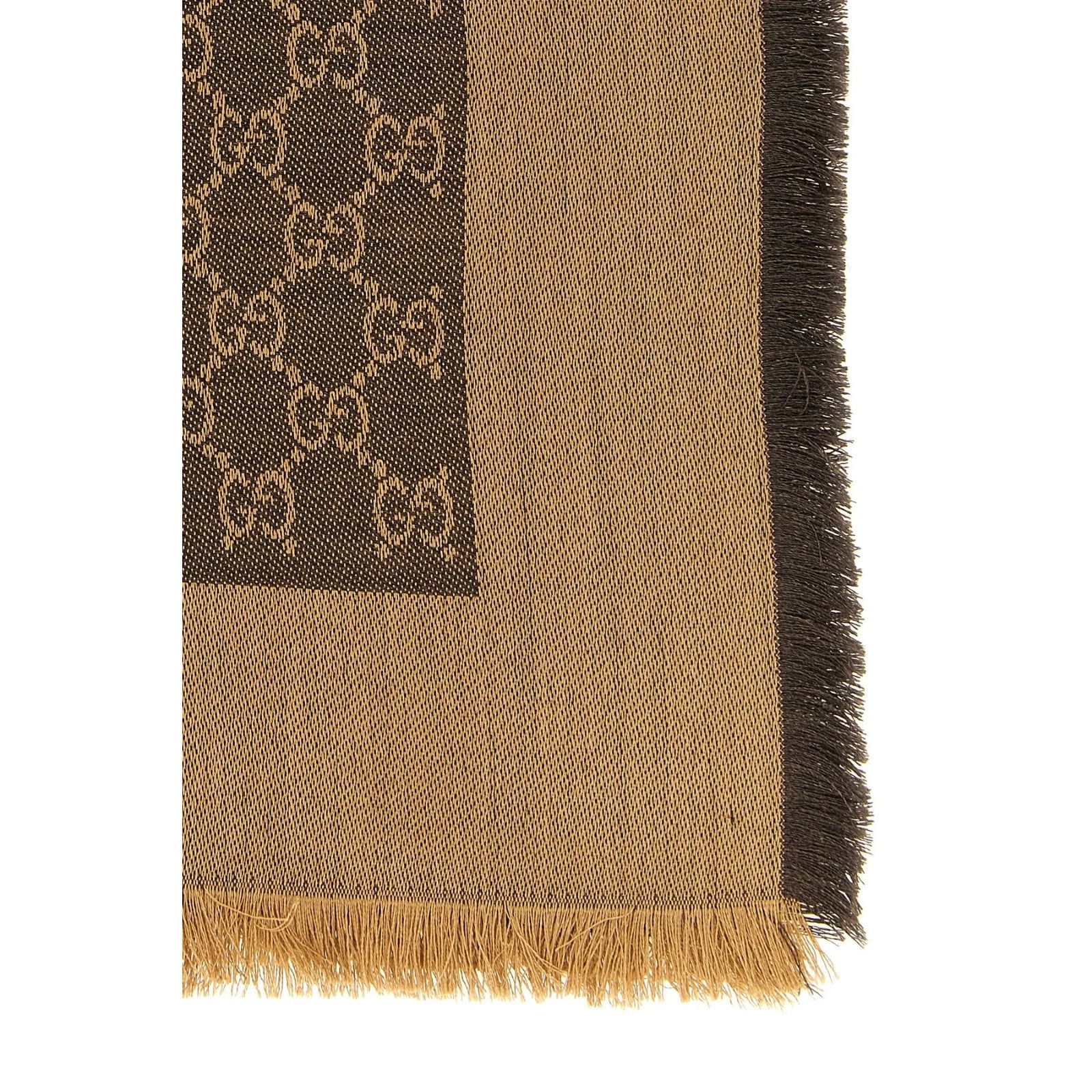Gucci GUCCI GG Brown Wool Silk Shawl New & Authentic Size ONE SIZE - 2 Thumbnail