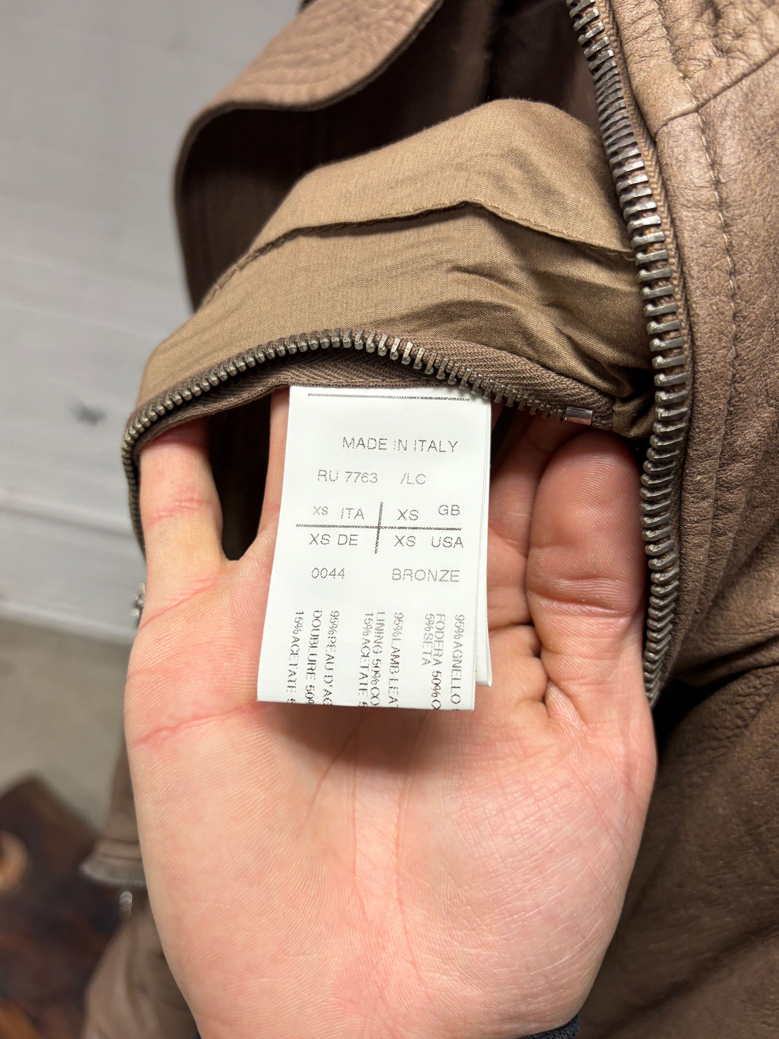 Rick Owens 2000s Rick Owens O&M era Dust Brown High Neck Leather Jacket Size US XS / EU 42 / 0 - 5 Thumbnail