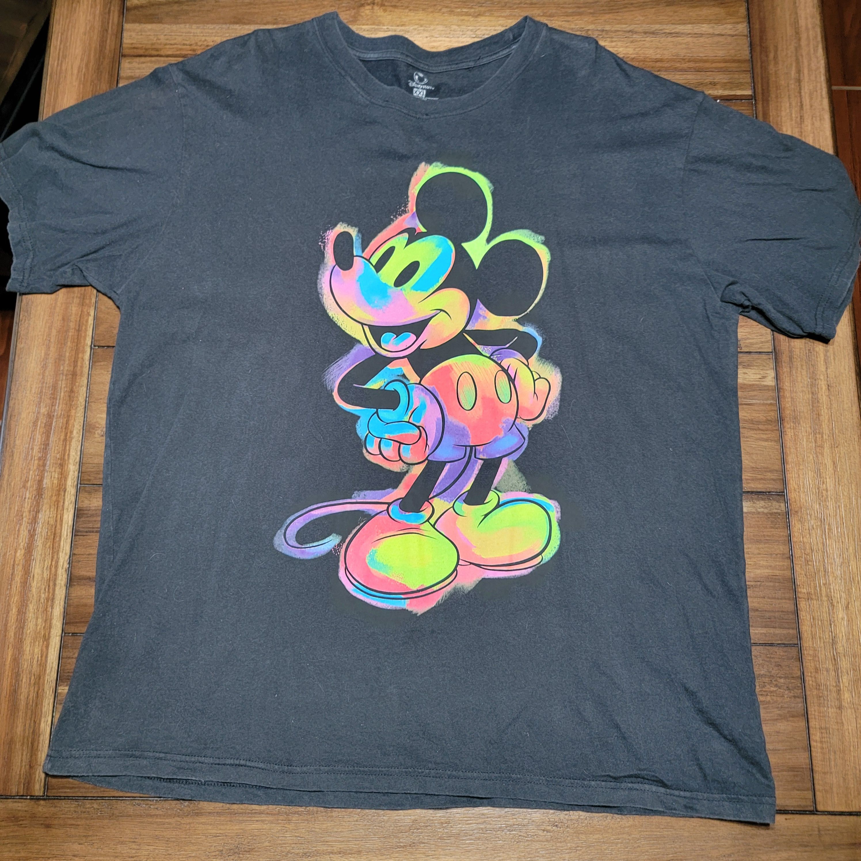 Disney Disney Store SS Black Mickey Mouse Neon Paint - Size XXL Size XXL / US 16-18 / IT 52-54 - 1 Thumbnail