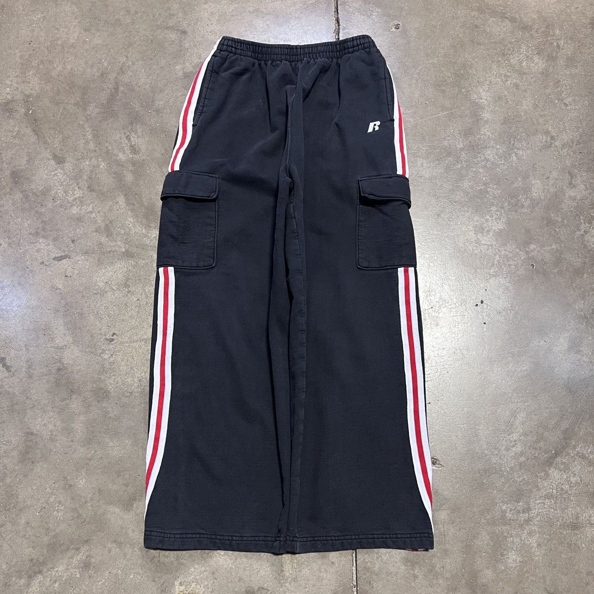 Russell Athletic × Vintage Vintage Y2K Russell Athletic Baggy Sweatpants Striped Cargo Size US 27 - 3 Thumbnail