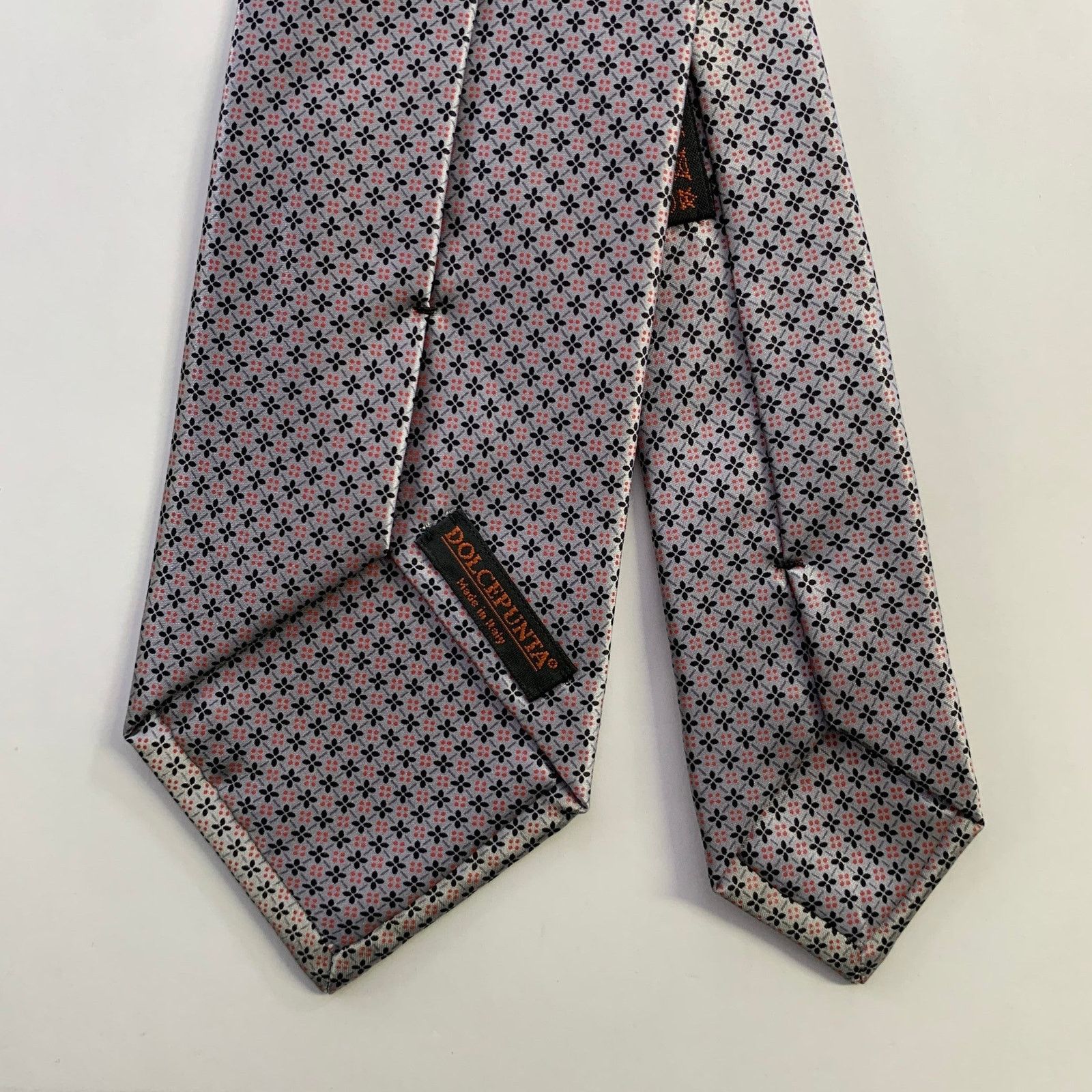 Dolcepunta DOLCEPUNTA Silver Red Floral Silk Tie Size ONE SIZE - 2 Thumbnail